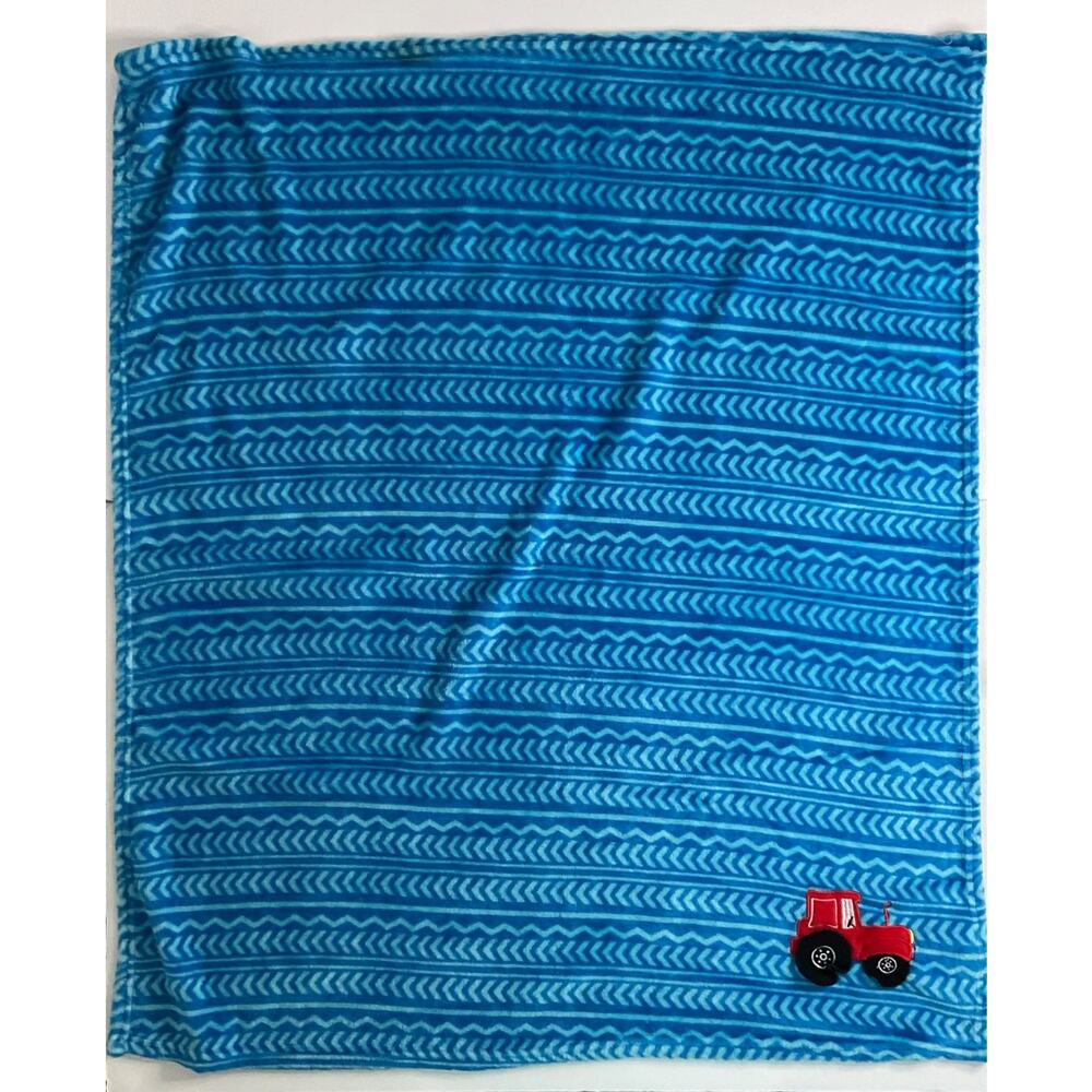 Le Bebe Favorite Red Tractor Truck Car Blue Zigzag Arrow Baby Blanket Fleece